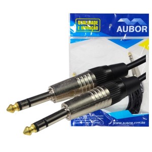 Cabo P10 X P10 Estéreo Aubor Gold Prime 3 Metros